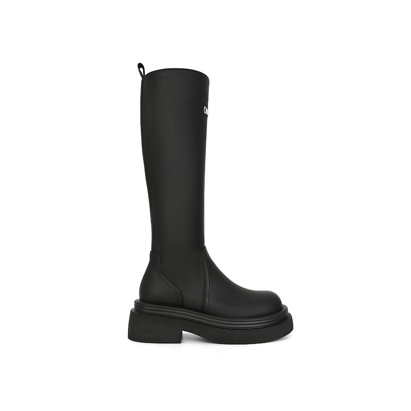 [] Two Versions~ Round Head Thick-soled Elastic Medium and Tall Knight Boots Women's Rain Boots