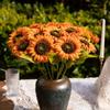 9pcs Vintage-Style Artificial Sunflowers - Realistic Faux Flowers with Long Stems for Home, Wedding, Garden, Outdoor Party Decor - Bulk Silk Flowers