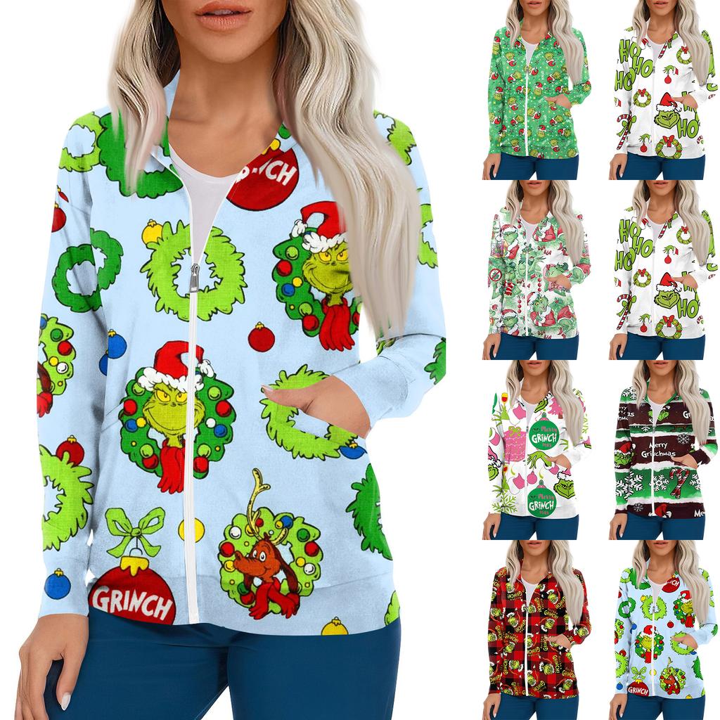 Women Long Sleeve Pattern Pocket Working Stand-up Collar Single-breasted Protective Overalls Cardigan Jacket Top