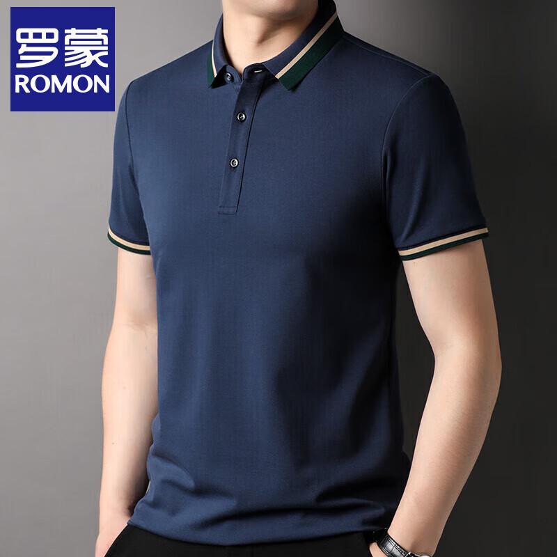 Romman Men s Mercerized Cotton Short Sleeve Polo Shirt L