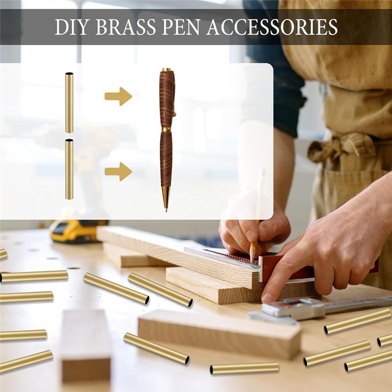 A25F-20Pcs 7Mm Slim Pen Pen Transfer Brass Pen Replacement Accessories For DIY Pen Making Office Supplies Friends Gifts