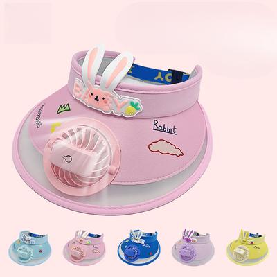 Rechargeable Children's Fan Sun Protection Hat Outdoor Cartoon Boy and Girl Empty Top Hat Big Brim Baby Sun Hat