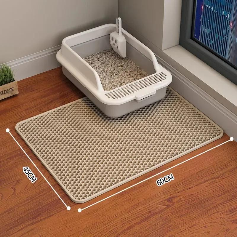 Alfombrilla para Arena de Gato Doble Capa EVA Almohadilla para Arena de Gato Agujero Grande Antideslizante Filtro de Arena para Gato Alfombrilla para Caja de Arena para Gato Accesorios para Gatos