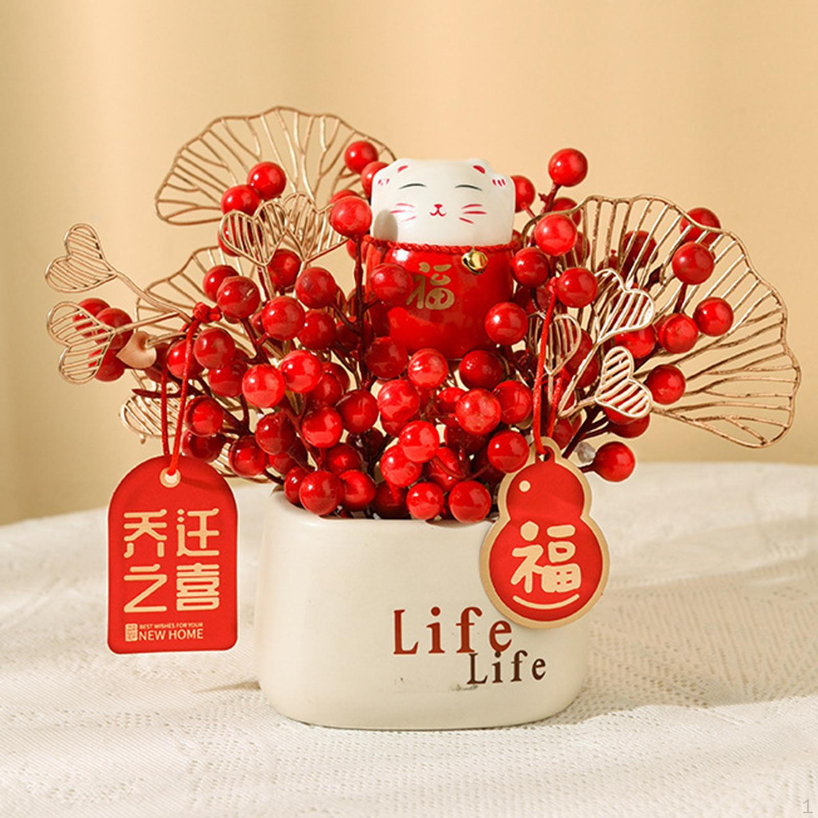 Artificial Berry Branches Flower Adornment Housewarming Gift Chinese Year Decoration for Kitchen StyleC