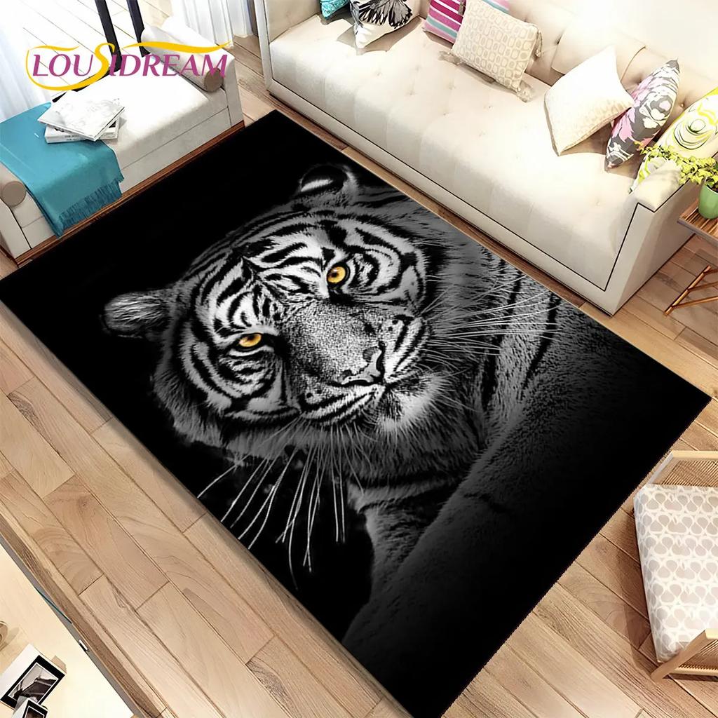 Beast Animal Tiger,Sabretooth Cartoon Area Rug,Carpet for Home Living Room Bedroom Sofa Doormat Kitchen Decor,Non-slip Floor Mat