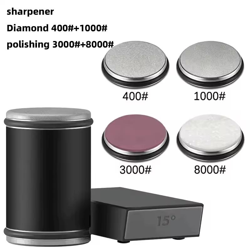 Portable Knife Sharpener Magnetic Knife Holder Diamond Sharpening Stone Kit 15 and 20 Degrees Angle Roller Kitchen Accessory