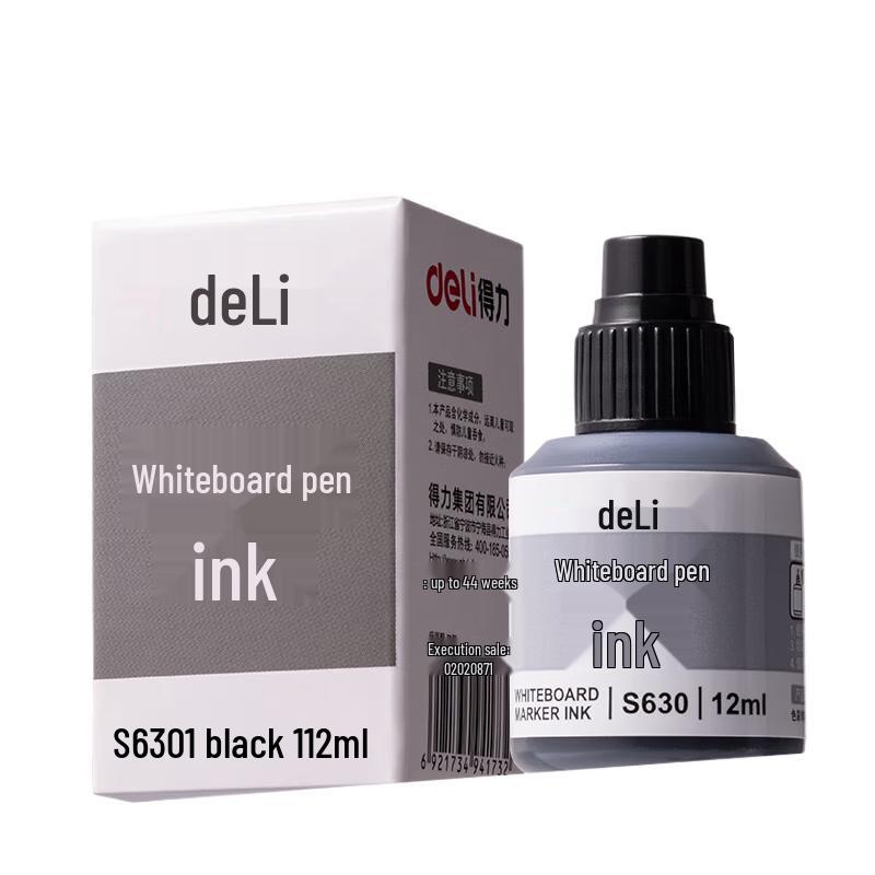 Deli Erasable Whiteboard Marker Set with Black Ink Refills