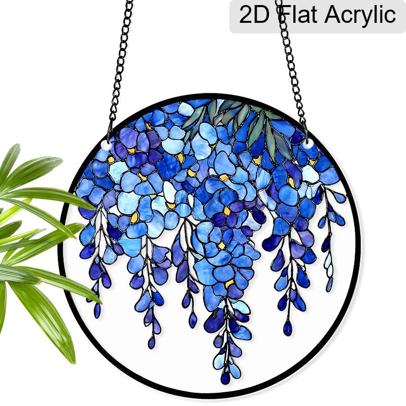 Acrylic Wisteria Flower Suncatcher Stained Glass Effect Window Hanging Ornament Floral Gift for Home