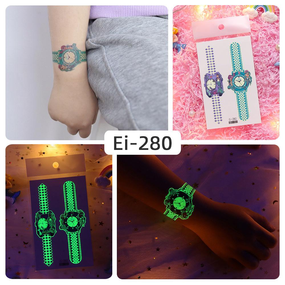 Rikalong Waterproof Luminous Cartoon Tattoo Stickers for Kids - Glow-in-the-Dark Watch Design