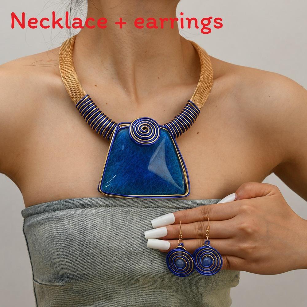 And Resin Plastic Jewelry Set With Large Gemstones And Elegant Water Chain For Fashion Fans