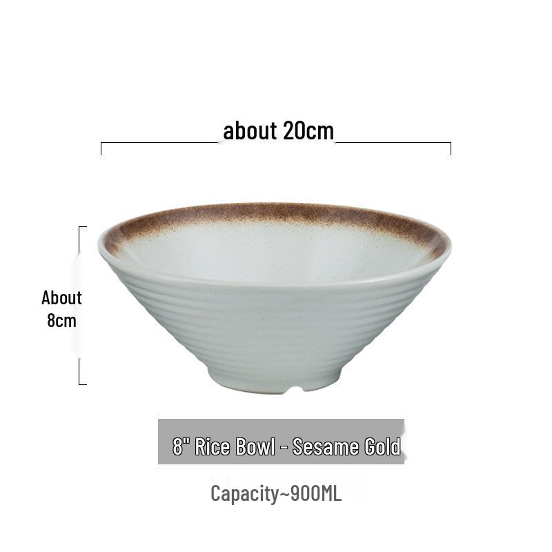 Japanese Ceramic Dòulì Ramen Bowl – Retro Coarse Pottery, High-End, Large Open-Mouth Trumpet Design, Ideal for Home Tableware