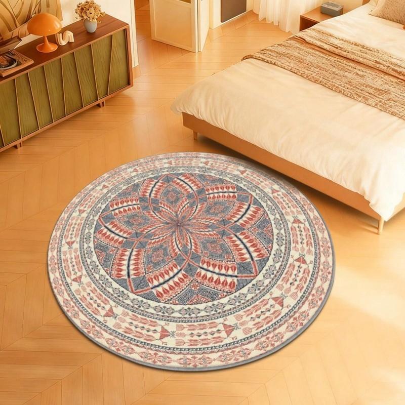 Minimalist Cartoon Lion Face Kids Round Rug Non Slip Soft Washable Circular Play Mat for Nursery Playroom Bedroom Home Decor