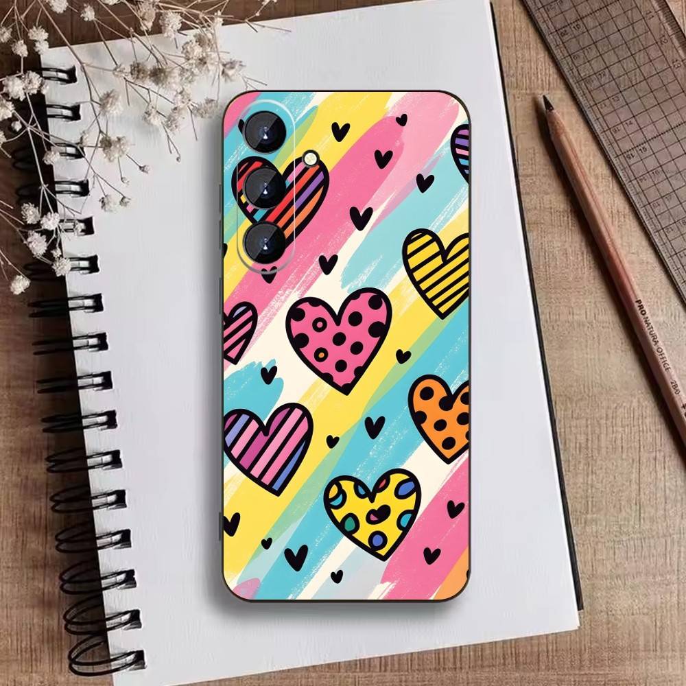 Coque de téléphone mignonne Y2K Fraises Étoiles pour Samsung Galaxy A73, A72, A71, A70, A52, A51 Autres Housse Noire Souple
