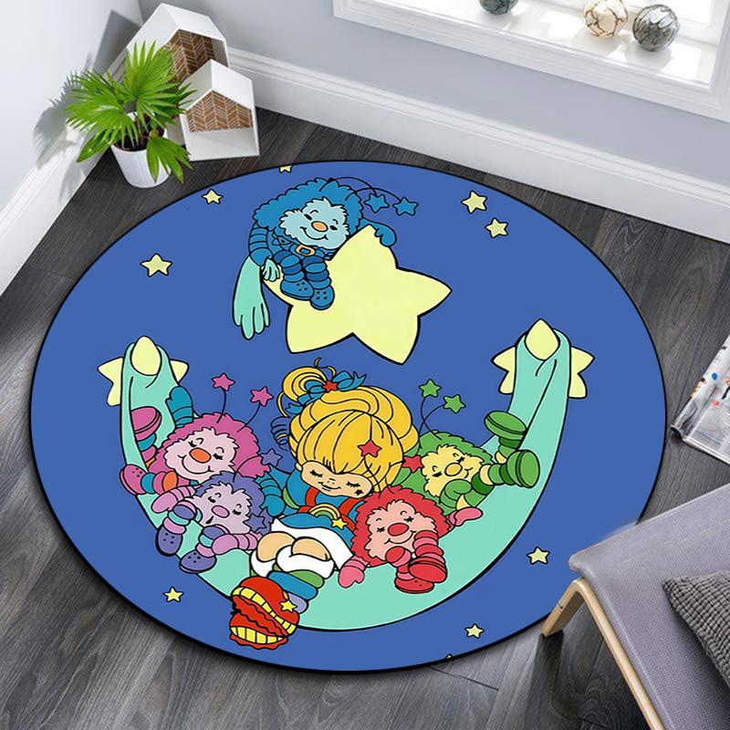 Rainbow Brite2,Round Area Rug,Carpet Rug for Living Room Bedroom Sofa Playroom Decor,Non-slip Floor Mat