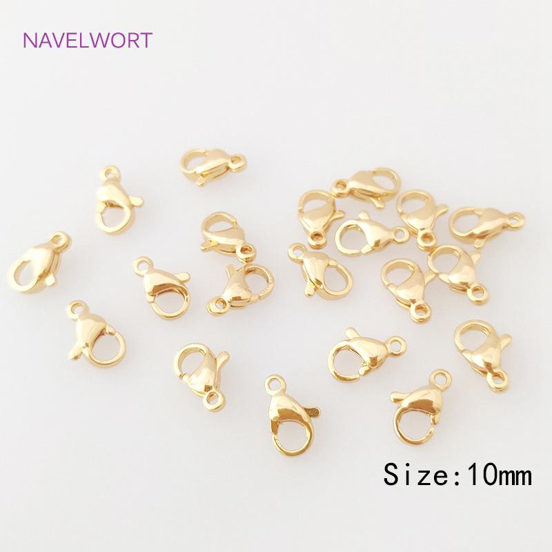 

Real gold plated Brass Material 10mm Lobster Clasps Wholesale, 7cm Extension Chain For Bracelet Necklace DIY Jewellery Part 10 pieces