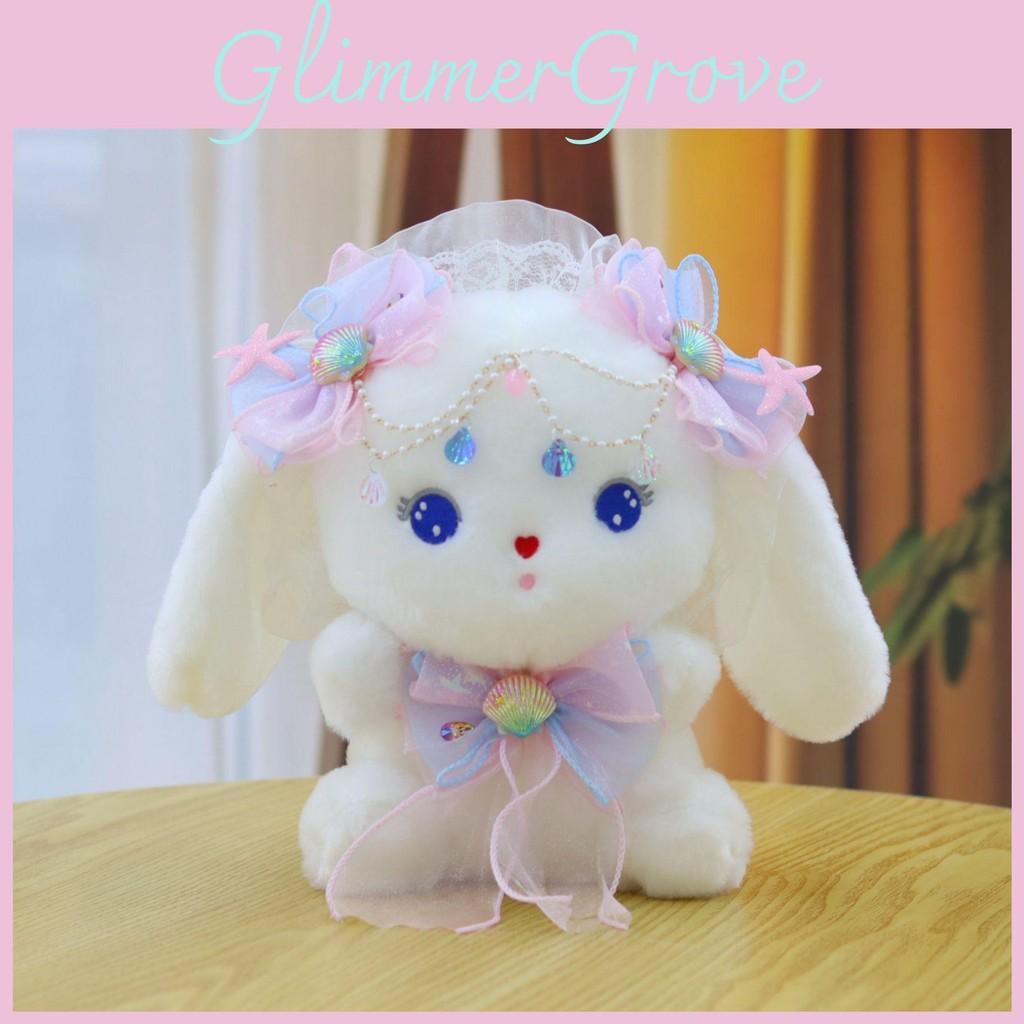 Adorable Rabbit Soft Plush Animal With Shell Ribbon For Childrens Idea Gift