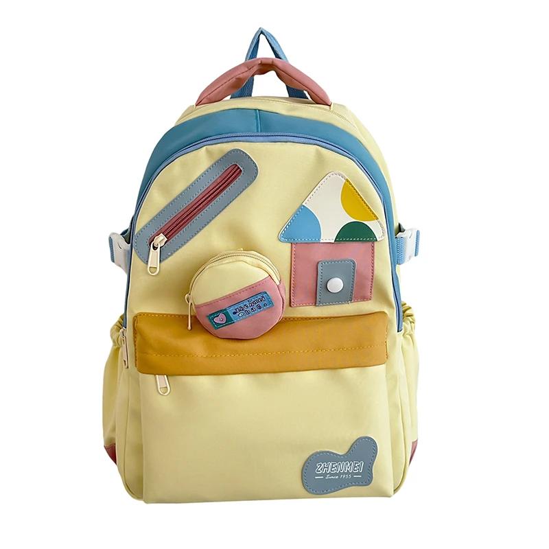 

Контрастный Дофаминовый Цвет Дорожный Рюкзак Большой Вместимости Корейская Версия Нишевый Дизайн Рюкзаки Для Средней Школы