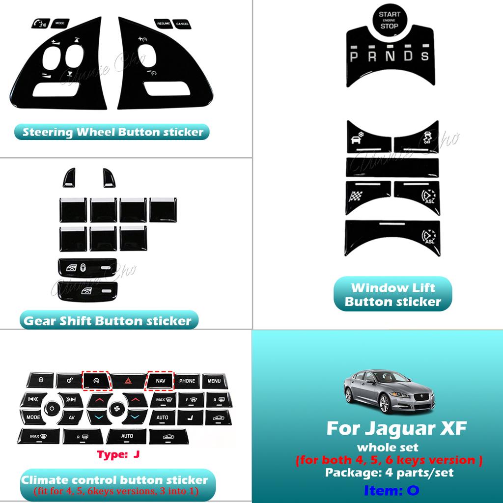 Black Epoxy Button Sticker for Jaguar XF X250 XK XKR XJ XJL Car Interior Refinishing Trim Cover for Dashboard Center Console