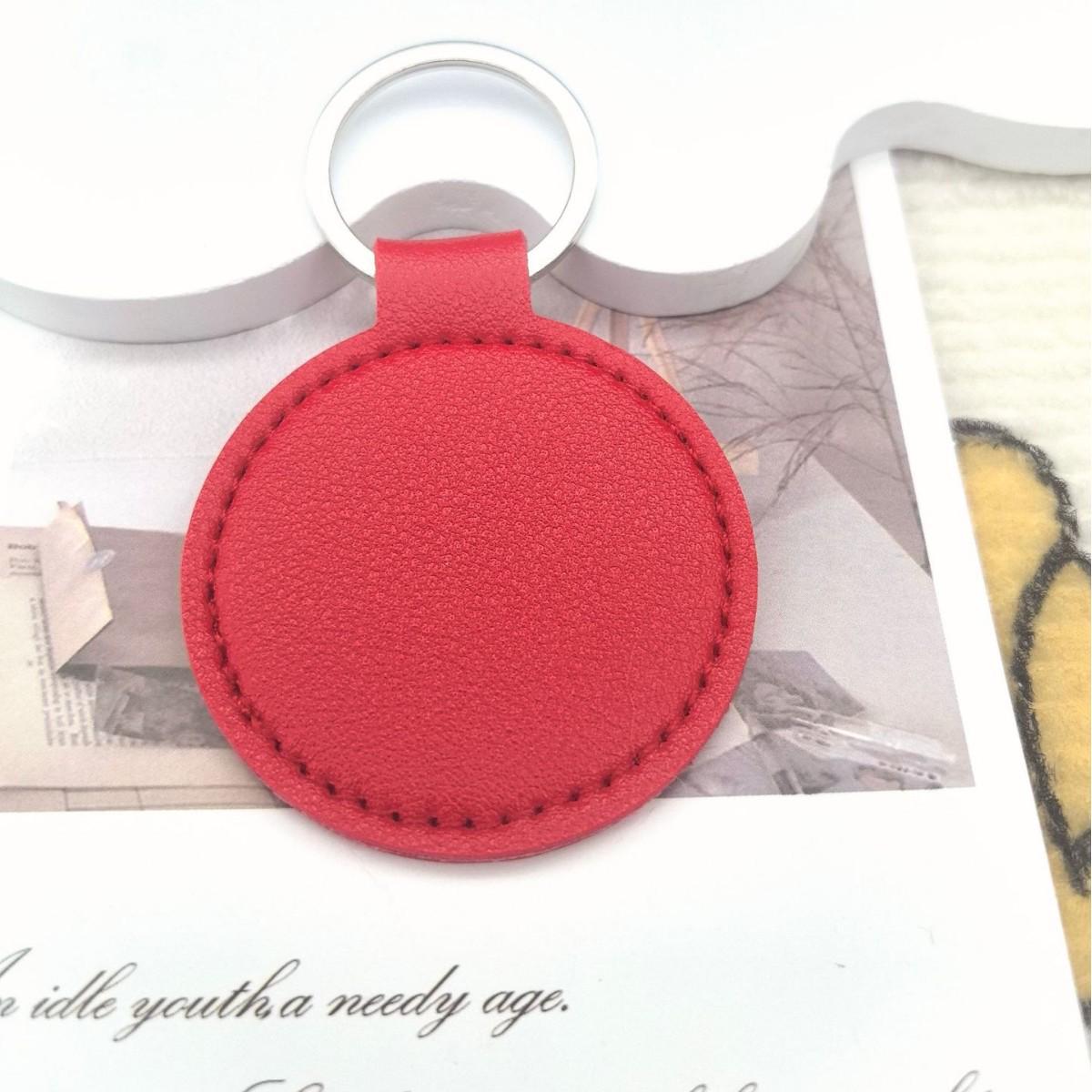 

Round PU Leather Keychain with Metal Pendant - Custom Logo Printing Available