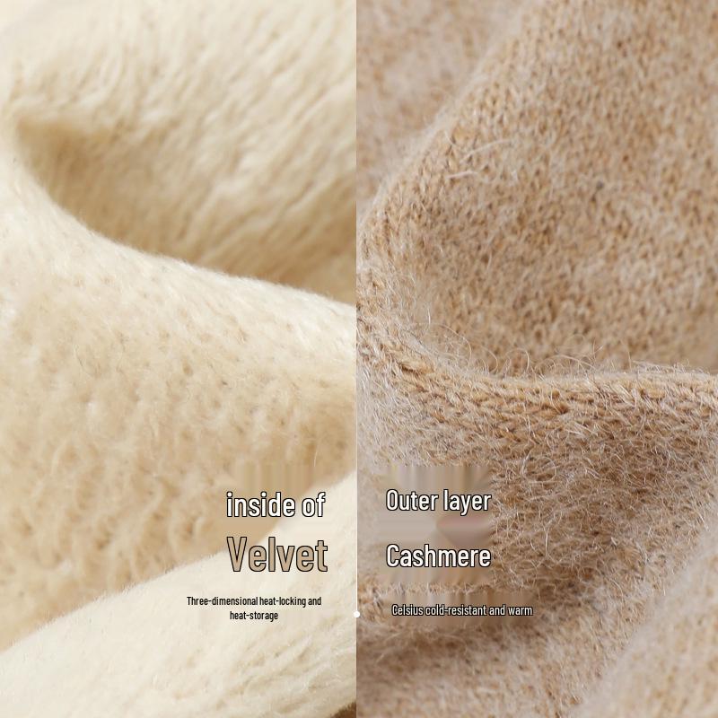 Women's Winter Wool Gloves - Warm, Thickened, Cute Korean Style, Thin, Touchscreen-Ready (Model DY03)