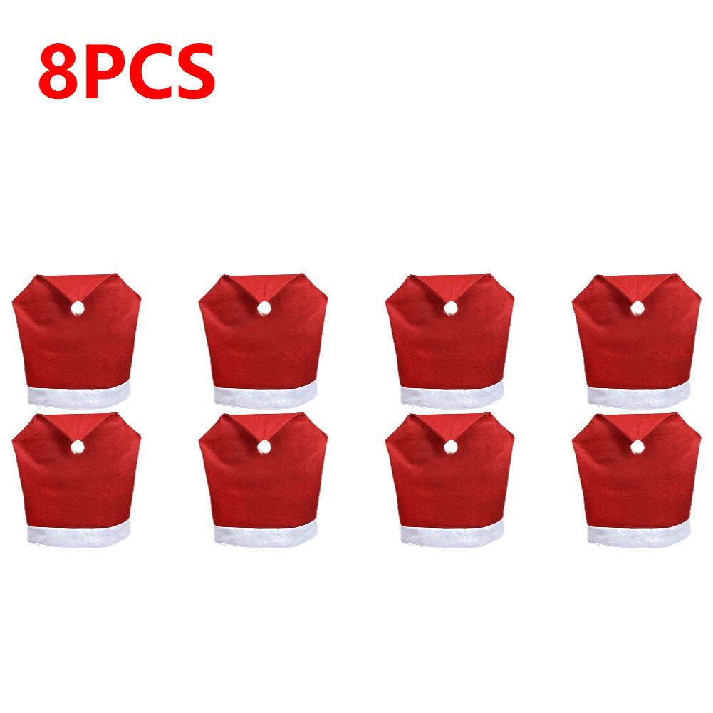 15-1PC Christmas Decorations Xmas Santa Claus Red Hat Chair Back Cover Non-woven Christmas Chair Cover Holiday Party Supplies