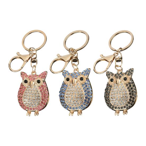 Rhinestones Owl Keychain Exquisite Owl Crystal Keychain with Rotating Lobster Clasp Elegant Bag Charms