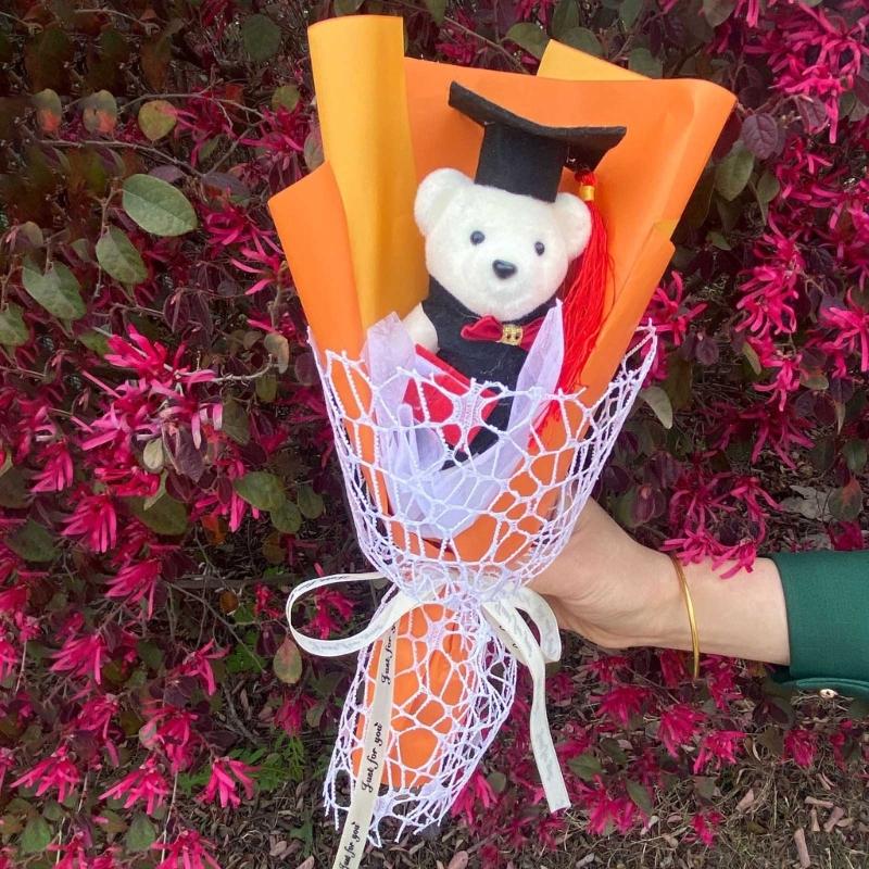 Graduation Flower Bouquets Realistic Flower Bouquets Artificial Bouquets with Bear for Kid Student Teache Graduation