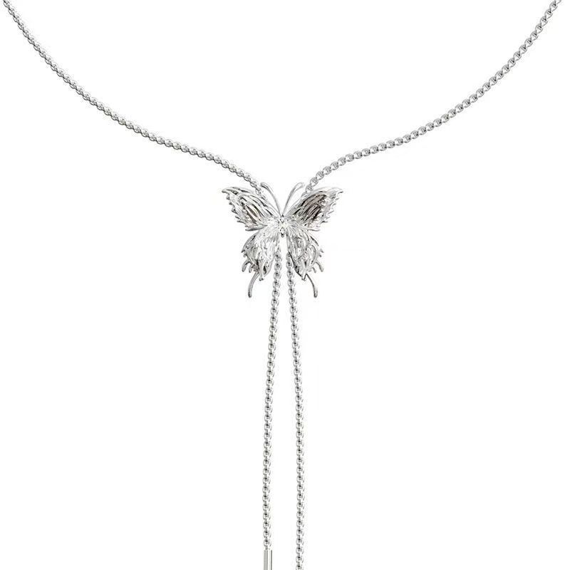 

Pullable metal liquid butterfly multi-functional chain niche design Spice girl fashion versatile collarbone chain tide