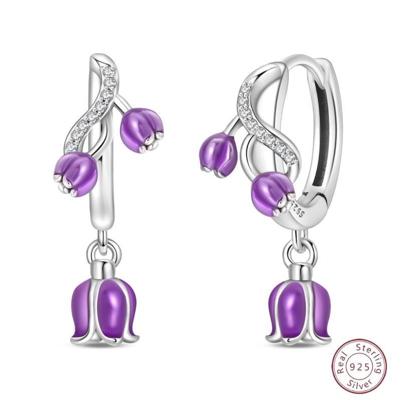 Sweet 925 Silver Ladybug Butterfly Dragonfly Iris Flower Design Earrings Fit Wedding Parties Exquisite Jewelry