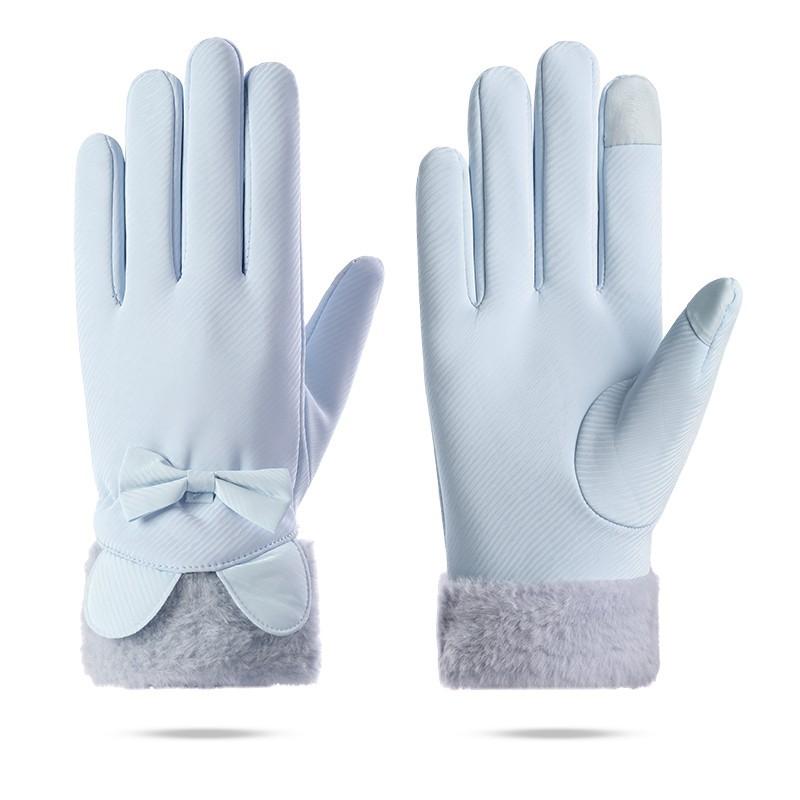Warm Gloves Women's Autumn and Winter Fleece Thickened Touch Screen Windproof and Water-proof Fashionable Skiing Driving and Riding Gloves