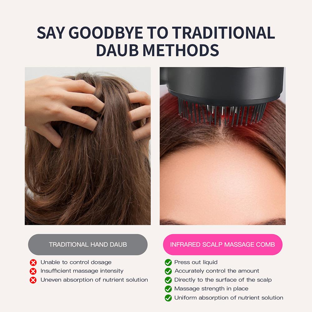 Electric Massage Comb Vibration Red Light Therapy Hair Growth Massage Scalp Massage Brush Anti Hair Loss Liquid Oil Applicator