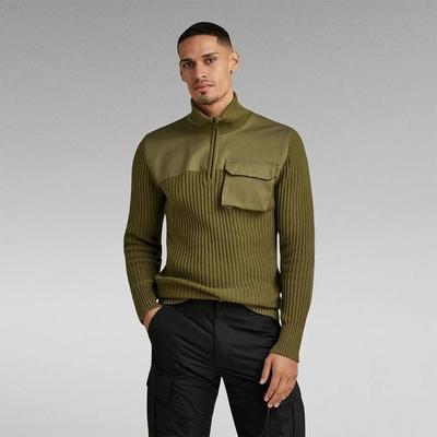 Pullover with Half-zip Army Half