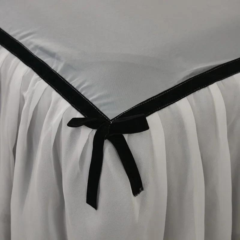 Spódnica do łóżka w stylu vintage z kokardą, jednolita minimalistyczna, szyfonowa koronka, narzuta, mała świeża, ochraniacz na materac, prześcieradło