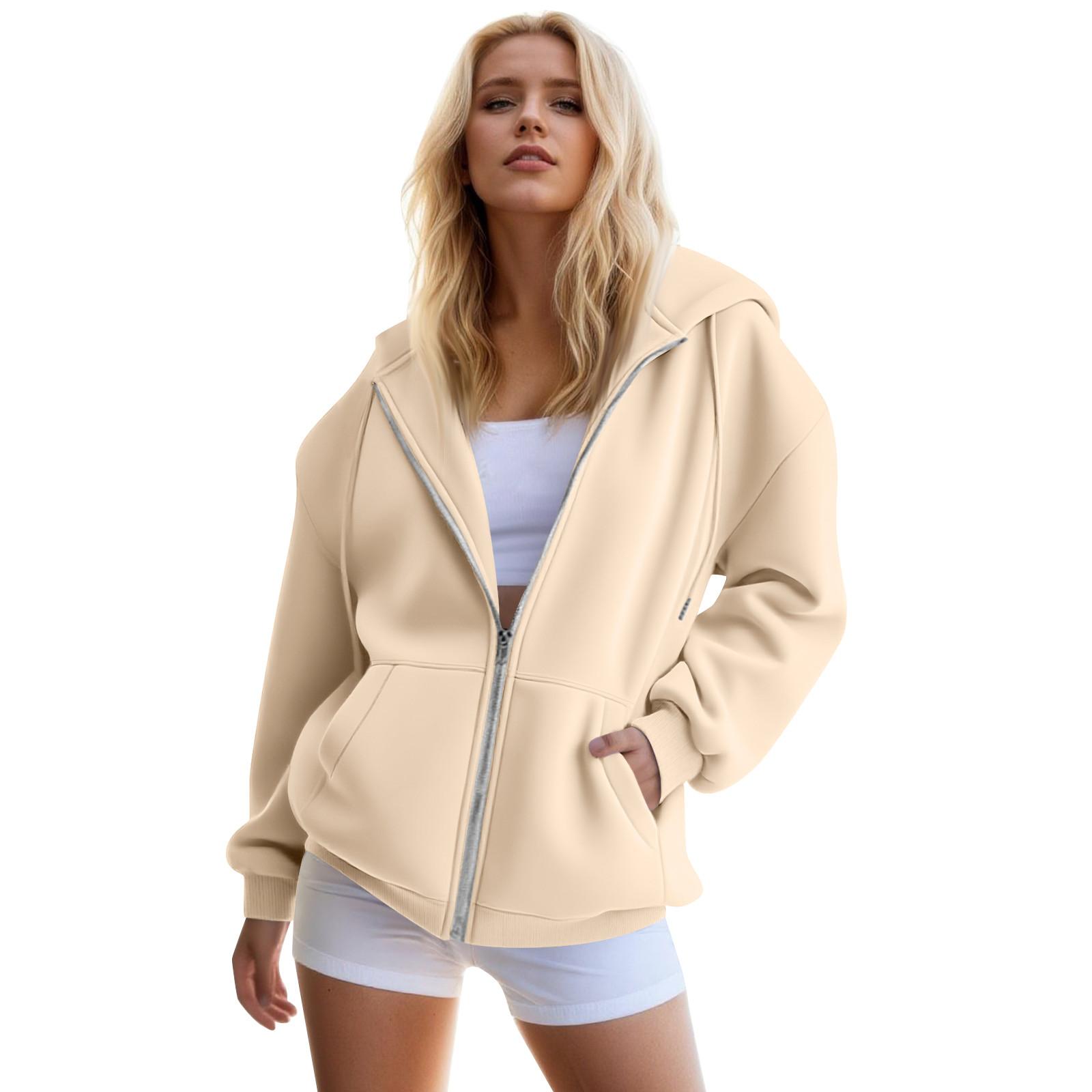 

Женские худи на молнии, оверсайз толстовки, осенние модные наряды, повседневные куртки XXL