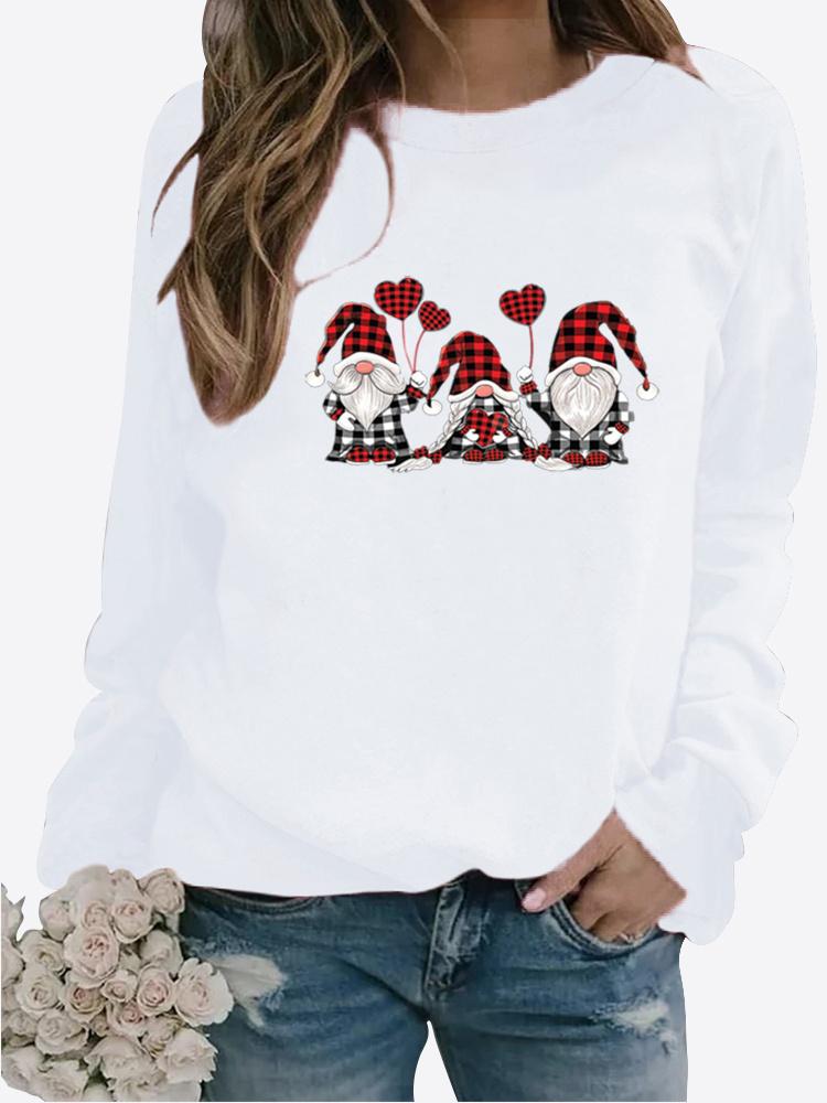 Autumn and Winter Women's Christmas Theme Printing Sweater Round Neck Long Sleeve Casual Sweatshirt Plus Size Top