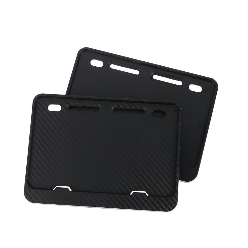 1Pcs Car License Plate Hollow Solid Double-Layer Motorcycle License Plate Frame Carbon Grain Resin License Plate Frame