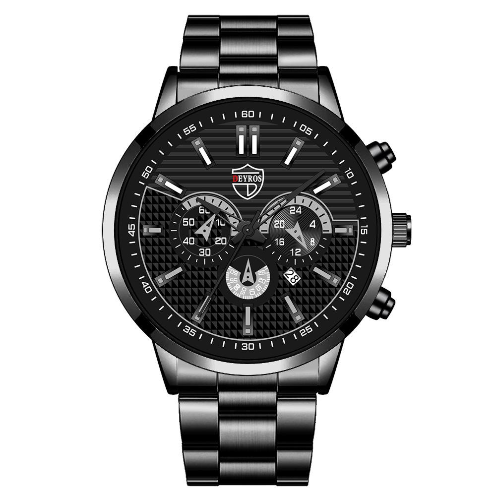 Trendy Men'S Watch Student Quartz Watch Stainless Steel Watch Calendar