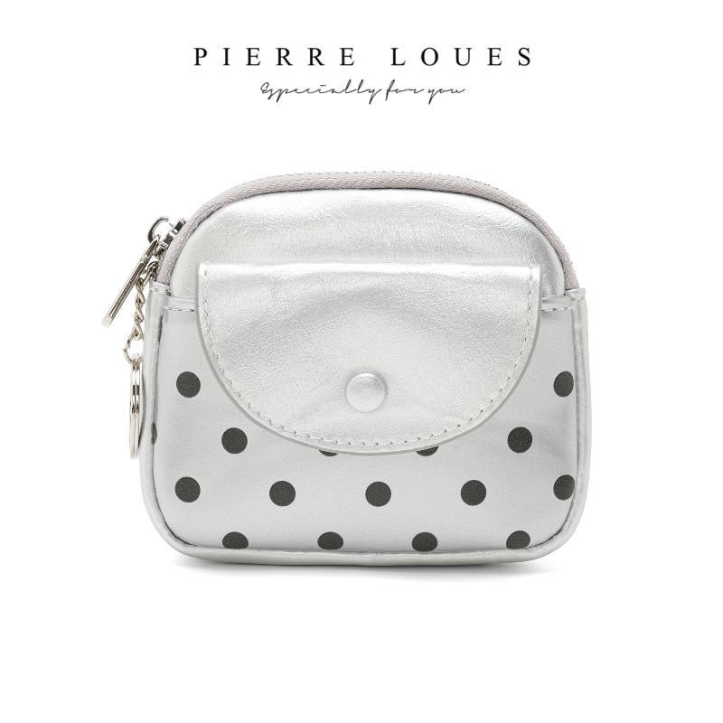 Polka Dot Portable Pu Leather Coin Purse Glossy Surface With Key Ring For Daily Shopping Travel