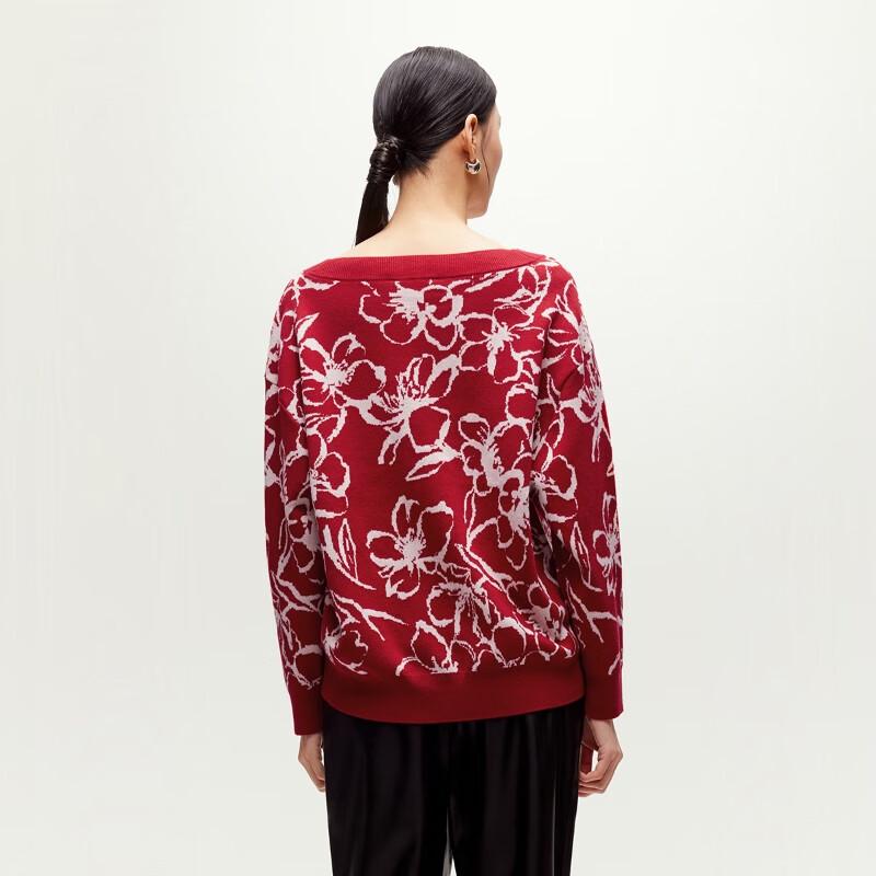 Veromoda V-Neck Floral New Chinese Style Knit Sweater