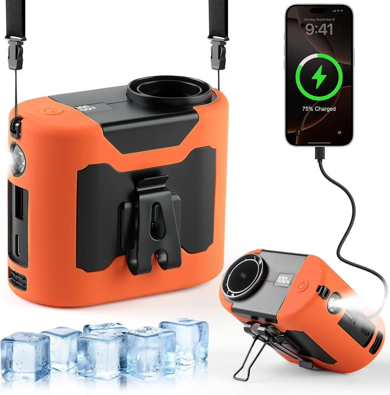 Portable Clip-On Cooling Waist Fan with USB Charging and Long Battery Life 95x80x50mm