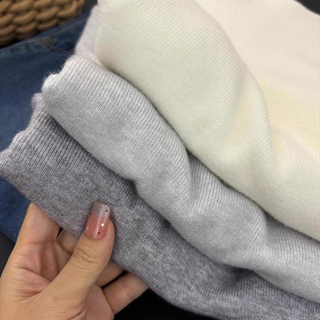 Women's Soft High-Neck Knit Sweater – Cozy Autumn/Winter Base Layer