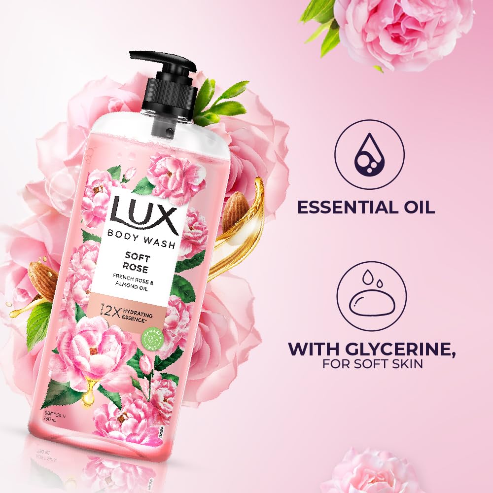 Lux Soft Rose Bodywash 750 Ml Gentle Paraben Free Foaming Shower Gel For All Skin Types With Long Lasting Floral Fragrance