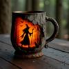 Halloween Fun Mugs Witch Mug 3D Tree Bark Texture  With Handle Design Funny Coffee Large Capacity Mugs Desktop Ornament Gift