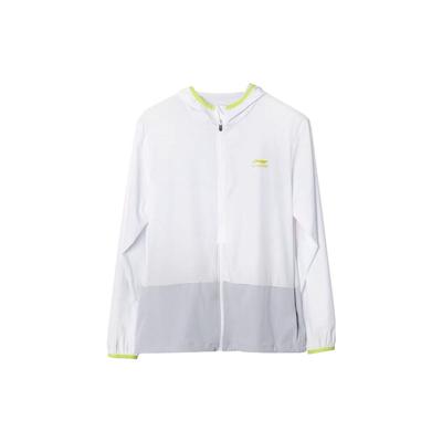 Li Ning Letter Hooded Zipper Long Sleeve Sun Protection Jacket Unisex Jackets White Gray LSYU864-2