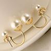 1 Pair Ear Stud Double Faux Pearl Chic Alloy Fashion Wedding Earrings for Women
