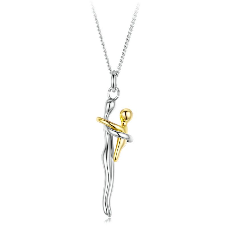 925 Massief Zilver Beste Vriend Ketting Zilver Goud Omhelzing Hanger Bijpassende Kettingen