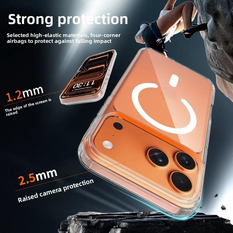 For Magsafe Phone Case For 18 17 16 15 14 13 12 Pro Max Magnetic Wireless Charge With Screen Protector and Lens Protector