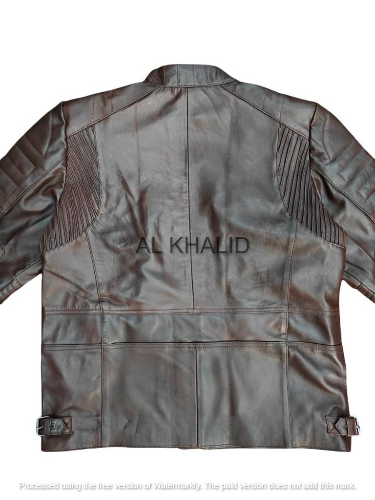 Braune Lederjacke aus echtem weichem Lammfell für Herren, handgefertigt, modisch, lässig, Biker