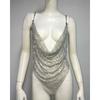 Sexy Irregular Vest Spring Women's Metal Rhinestone Tops Sexy Asymmetrical Vest Chain Sling