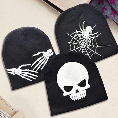 Winter Warm Knitted Hat Versatile Trendy Personality  Funny Hat Halloween Luminous Spider Men's Knitted Hat